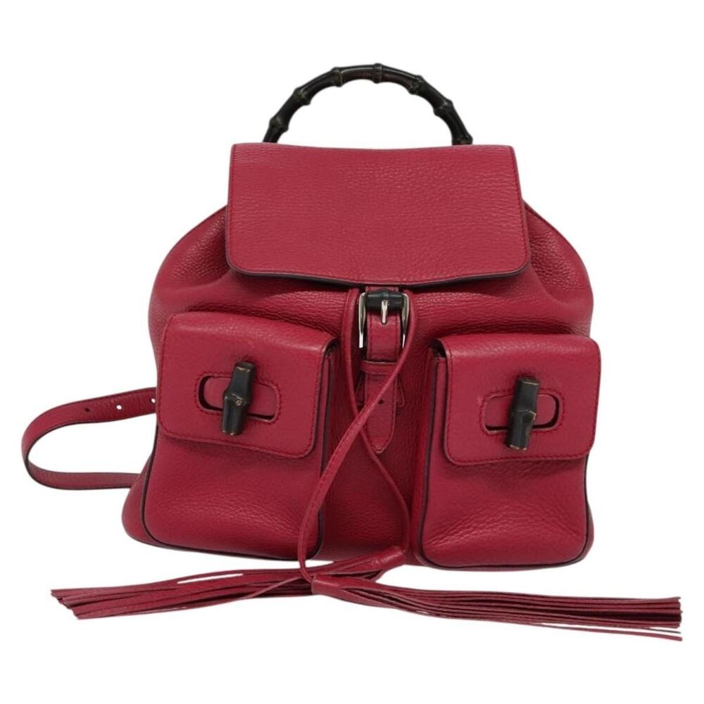 Gucci Bamboo Leather Backpack Pink